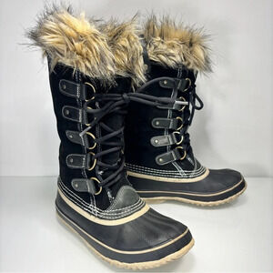 Sorel Black Waterproof Joan Of Arctic Lace Up Boots Size 7